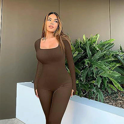 Women'S Seamless Long-Sleeve Yoga Jumpsuit